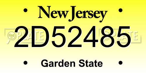 2D52485 New Jersey License Plate