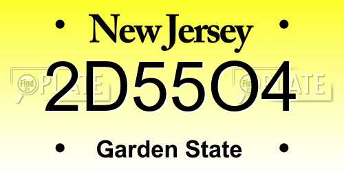 2D55O4 New Jersey License Plate