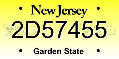 2D57455 New Jersey License Plate