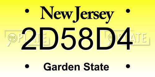 2D58D4 New Jersey License Plate