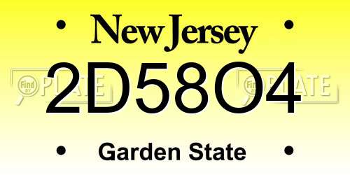 2D58O4 New Jersey License Plate