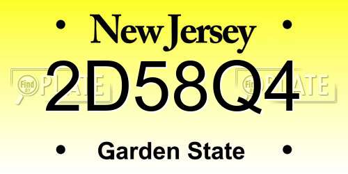 2D58Q4 New Jersey License Plate