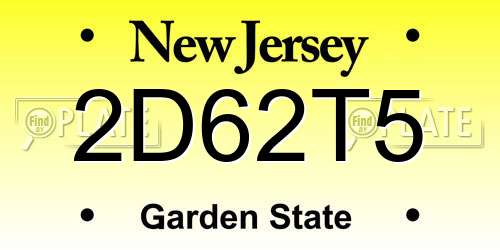 2D62T5 New Jersey License Plate