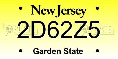 2D62Z5 New Jersey License Plate
