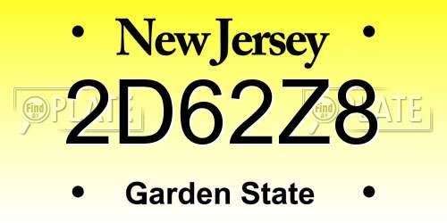 2D62Z8 New Jersey License Plate