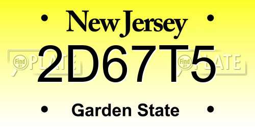 2D67T5 New Jersey License Plate