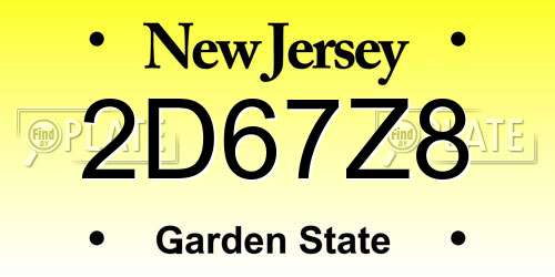 2D67Z8 New Jersey License Plate
