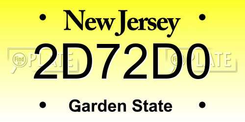 2D72D0 New Jersey License Plate