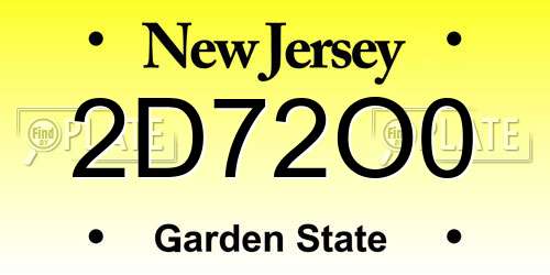 2D72O0 New Jersey License Plate