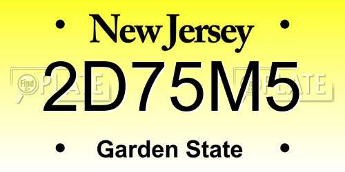 2D75M5 New Jersey License Plate