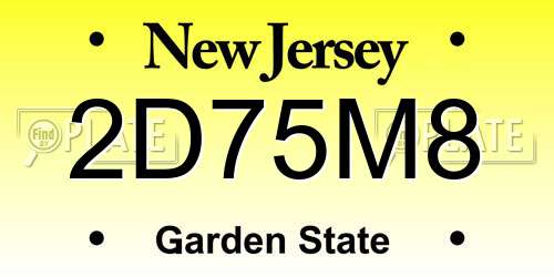 2D75M8 New Jersey License Plate