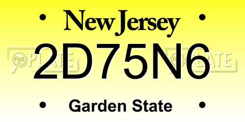 2D75N6 New Jersey License Plate