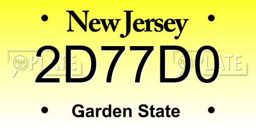 2D77D0 New Jersey License Plate