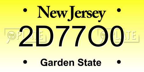 2D77O0 New Jersey License Plate