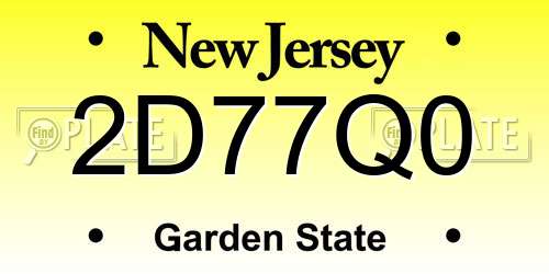 2D77Q0 New Jersey License Plate