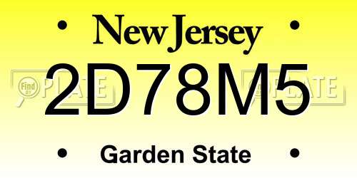 2D78M5 New Jersey License Plate