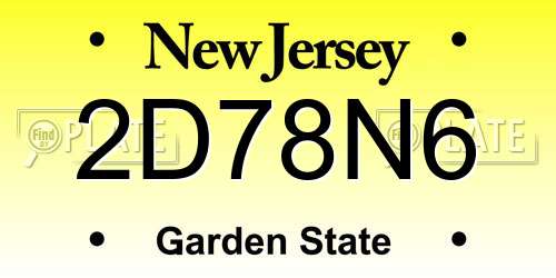 2D78N6 New Jersey License Plate