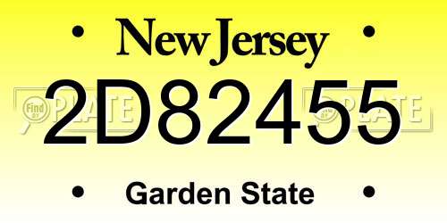 2D82455 New Jersey License Plate