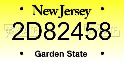 2D82458 New Jersey License Plate