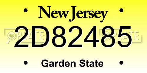 2D82485 New Jersey License Plate