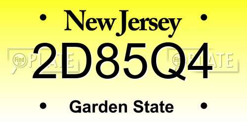 2D85Q4 New Jersey License Plate