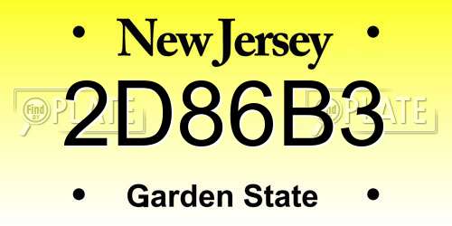 2D86B3 New Jersey License Plate