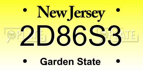 2D86S3 New Jersey License Plate
