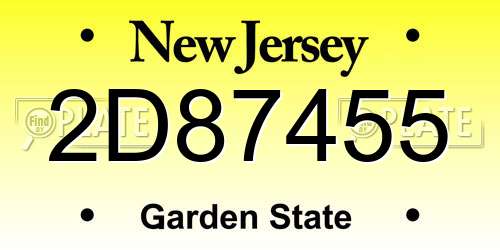 2D87455 New Jersey License Plate