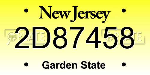 2D87458 New Jersey License Plate