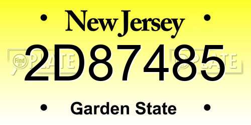 2D87485 New Jersey License Plate