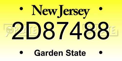 2D87488 New Jersey License Plate