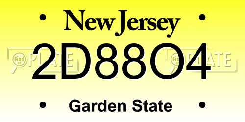 2D88O4 New Jersey License Plate