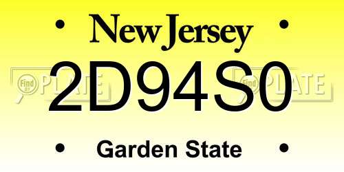2D94S0 New Jersey License Plate