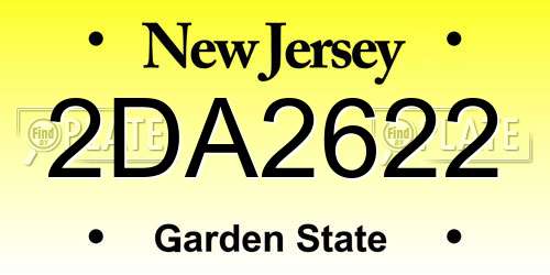 2DA2622 New Jersey License Plate