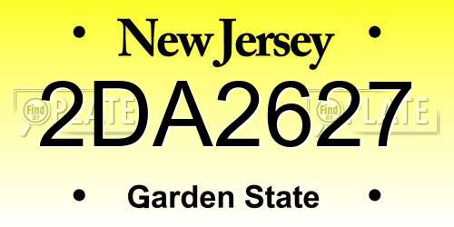 2DA2627 New Jersey License Plate