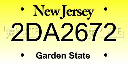 2DA2672 New Jersey License Plate