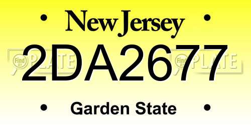 2DA2677 New Jersey License Plate
