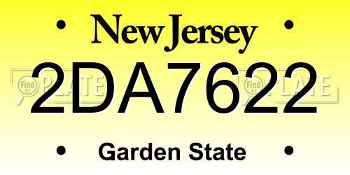 2DA7622 New Jersey License Plate