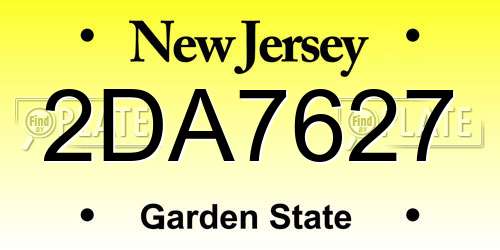 2DA7627 New Jersey License Plate