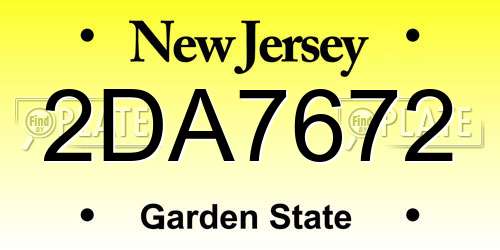 2DA7672 New Jersey License Plate