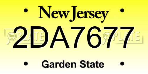 2DA7677 New Jersey License Plate