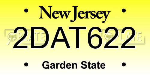 2DAT622 New Jersey License Plate