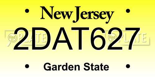 2DAT627 New Jersey License Plate