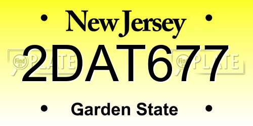 2DAT677 New Jersey License Plate