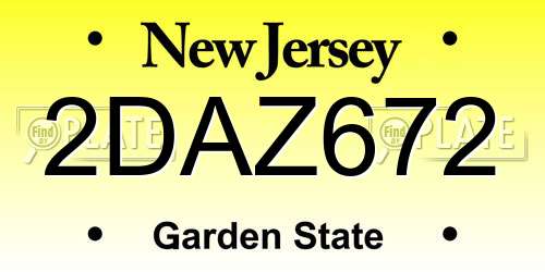 2DAZ672 New Jersey License Plate