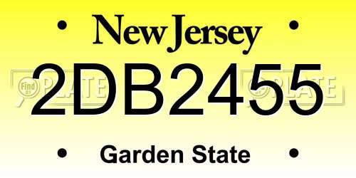 2DB2455 New Jersey License Plate