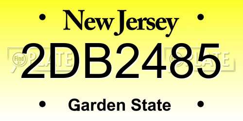 2DB2485 New Jersey License Plate