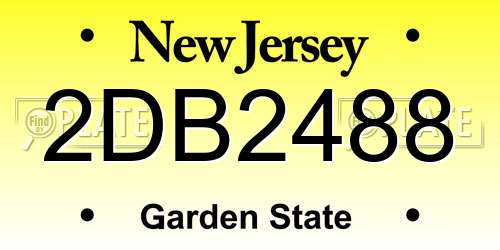 2DB2488 New Jersey License Plate