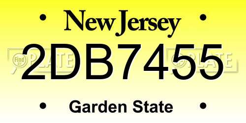 2DB7455 New Jersey License Plate