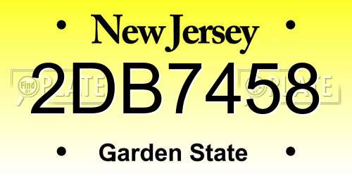 2DB7458 New Jersey License Plate